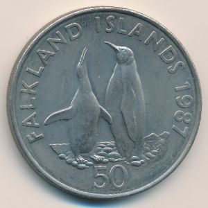 Falkland Islands, 50 pence, 1987