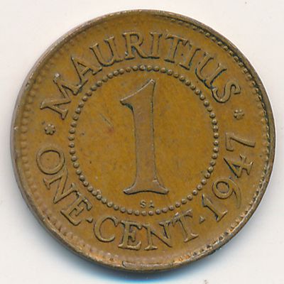 Mauritius, 1 cent, 1943–1947