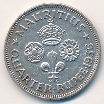 Mauritius, 1/4 rupee, 1934–1936