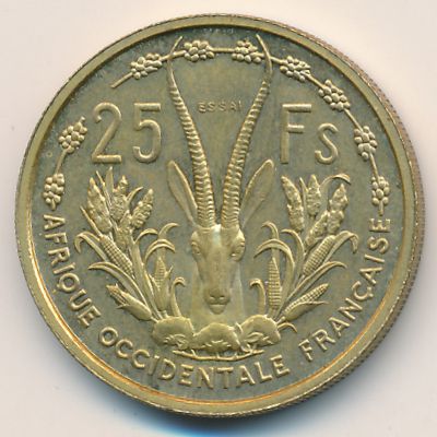 French West Africa, 25 francs, 1956
