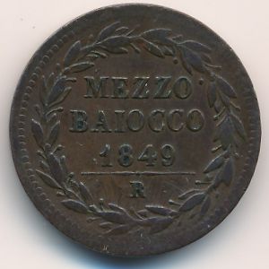 Papal States, 1/2 baiocco, 1847–1849