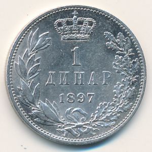 Serbia, 1 dinar, 1897