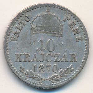 Hungary, 10 krajczar, 1870–1889