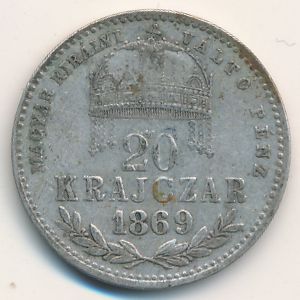 Hungary, 20 krajczar, 1868–1869