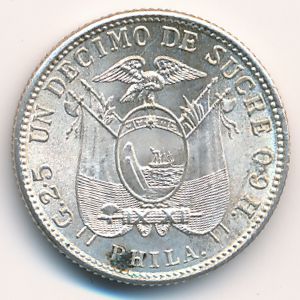 Ecuador, 1/10 sucre, 1916