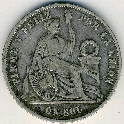 Peru, 1 sol, 1868–1876