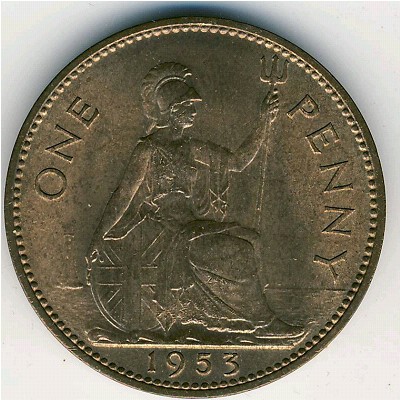 Великобритания, 1 пенни (1953 г.)