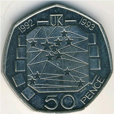 Great Britain, 50 pence, 1992