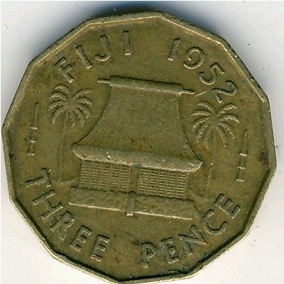 Fiji, 3 pence, 1950–1952