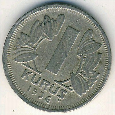 Turkey, 1 kurus, 1935–1937