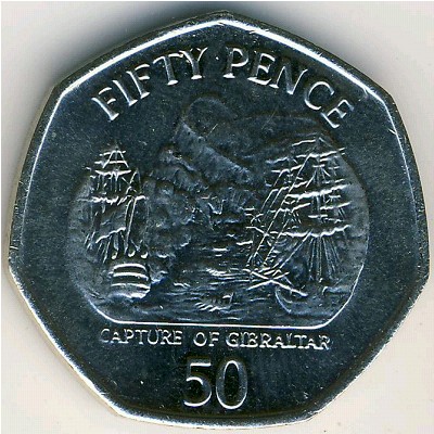 Гибралтар, 50 пенсов (2004–2005 г.)