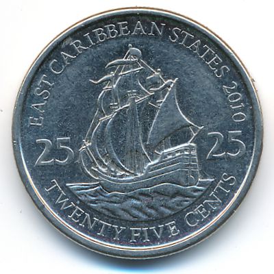 East Caribbean States, 25 cents, 2010