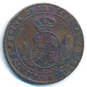 Spain, 5 centimos, 1867–1868