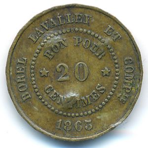 Egypt, 20 centimes, 1865