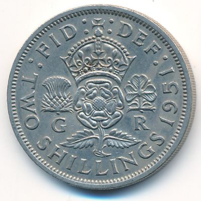 Great Britain, 2 shillings, 1949–1951