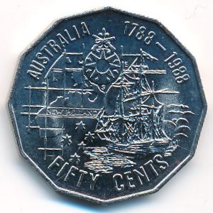 Australia, 50 cents, 1988