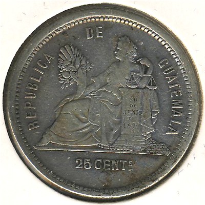 Гватемала, 25 сентаво (1881–1889 г.)