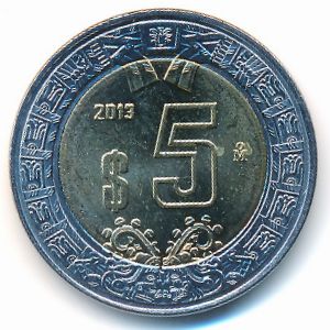 Mexico, 5 pesos, 1997–2023
