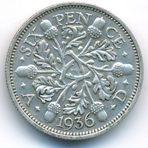 Великобритания, 6 пенсов (1927–1936 г.)
