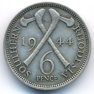 Южная Родезия, 6 пенсов (1944–1946 г.)