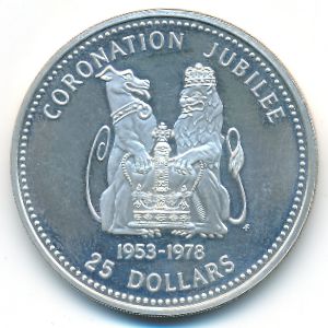 Belize, 25 dollars, 1978