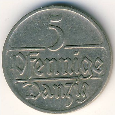 Danzig, 5 pfennig, 1923–1928