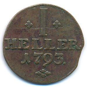 Hesse-Cassel, 1 heller, 1791–1803