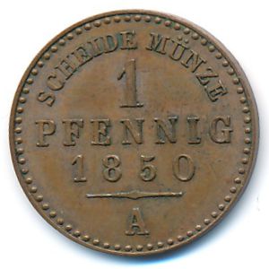 Reuss-Schleiz, 1 pfennig, 1850