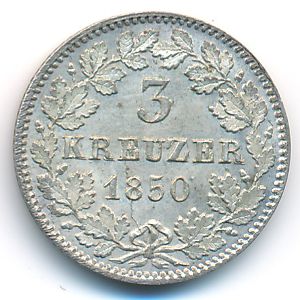 Baden, 3 kreuzer, 1841–1856
