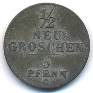 Saxony, 1/2 neu-groschen, 1841–1856