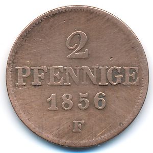 Saxony, 2 pfennig, 1855–1859
