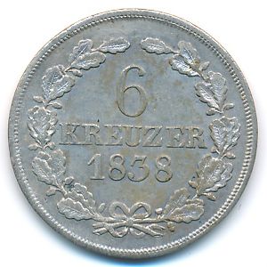 Saxe-Coburg-Gotha, 6 kreuzer, 1838