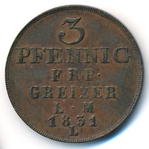 Reuss-Obergreiz, 3 pfennig, 1817–1833