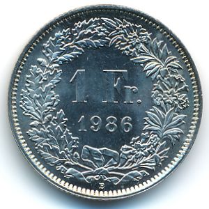 Switzerland, 1 franc, 1983–2019