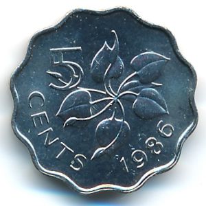 Swaziland, 5 cents, 1986