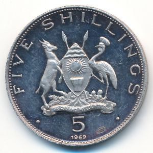 Uganda, 5 shillings, 1969–1970