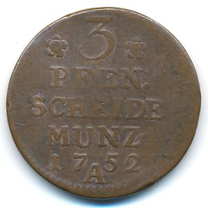 Prussia, 3 pfenning, 1752–1761