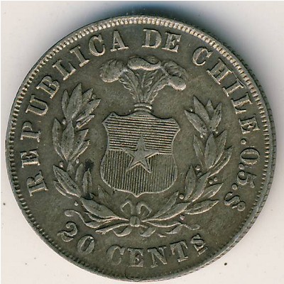 Чили, 20 сентаво (1891–1893 г.)