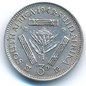 South Africa, 3 pence, 1937–1947