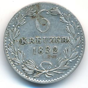 Баден, 6 крейцеров (1831–1836 г.)