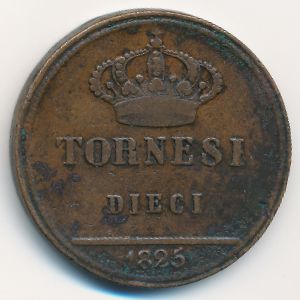 Naples & Sicily, 10 tornesi, 1825