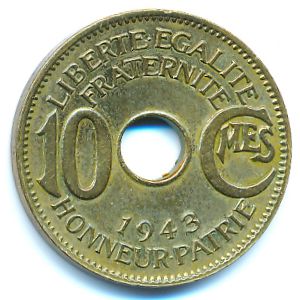 French Equatorial Africa, 10 centimes, 1943