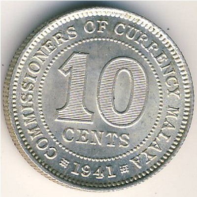 Malaya, 10 cents, 1939–1941