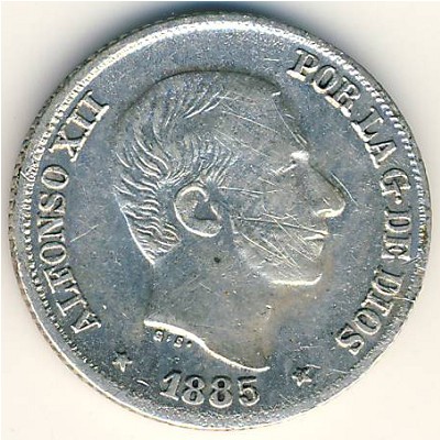 Philippines, 10 centimos, 1880–1885