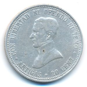Uruguay, 20 centesimos, 1920