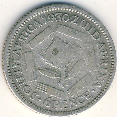 South Africa, 6 pence, 1925–1930