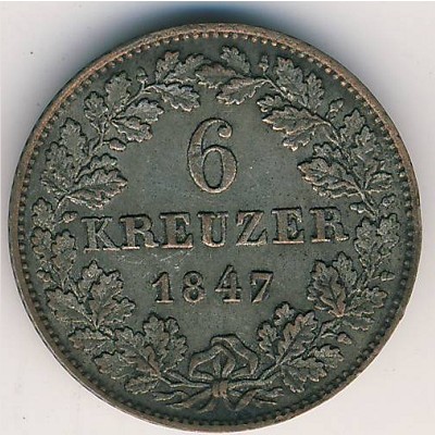 Baden, 6 kreuzer, 1839–1856