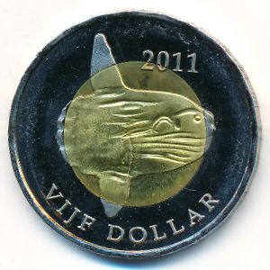 Sint Eustatius., 5 dollars, 2011