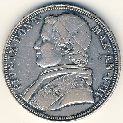 Papal States, 1 scudo, 1850–1856