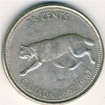Canada, 25 cents, 1967